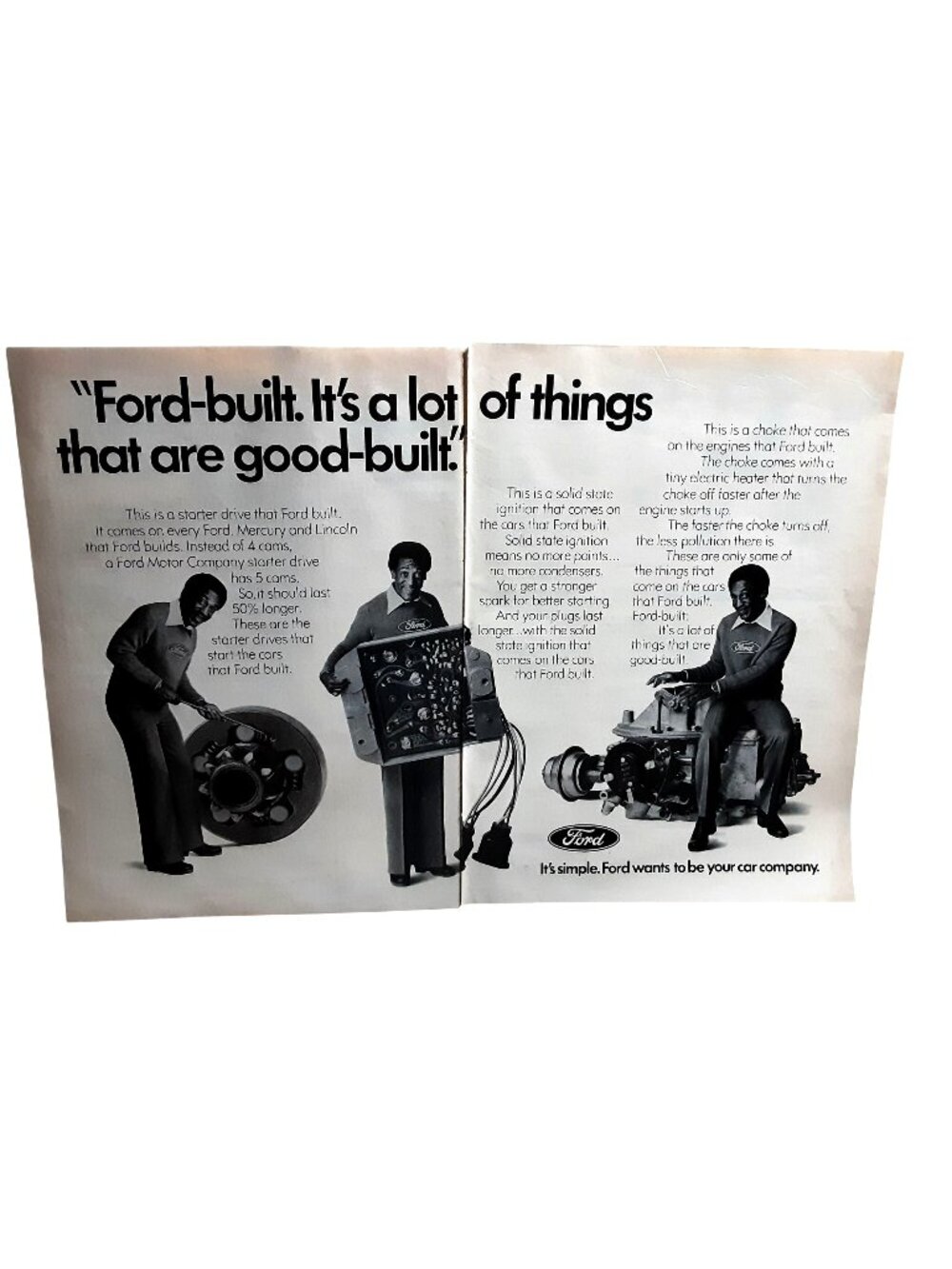 1976 Ford Motor Company Good Built Parts 2 Page Vintage Magazine Print Ad